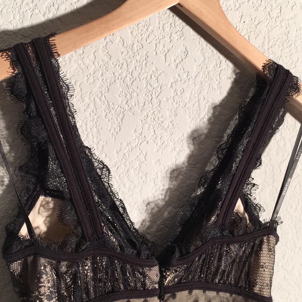 bebe Black Lace & Nude Mesh Slip Dress - Picture 7 of 8